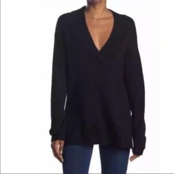 New RDI Black Mossy Plunge V Neck Pullover Tunic Sweater Sz M - Picture 1 of 11